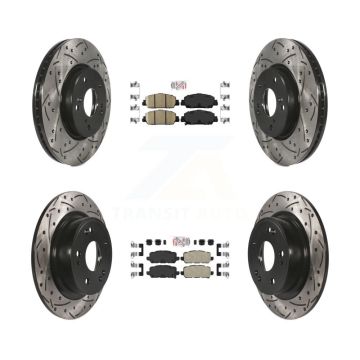 Front Rear Ceramic Pad Coated Drilled Slot Disc Brake Rotors Kit For 2016-2022 Honda HR-V KDA-101640