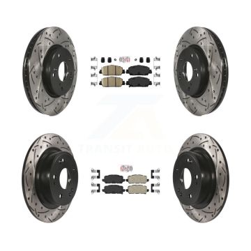 Front Rear Ceramic Pad Coated Drilled Slot Disc Brake Rotors Kit For 2016-2022 Honda HR-V KDA-101641