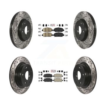 Front Rear Ceramic Pad Coated Drilled Slot Disc Brake Rotors Kit For 2016-2022 Honda HR-V KDA-101642