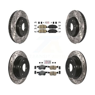 Front Rear Ceramic Pads And Coated Drilled Slotted Disc Brake Rotors Kit For Honda Accord KDA-101645
