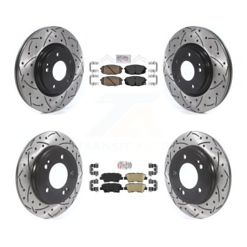 Front Rear Ceramic Pad & Coated Drilled Slot Disc Brake Rotor Kit For 2020 Kia Forte 1.6L KDA-101647