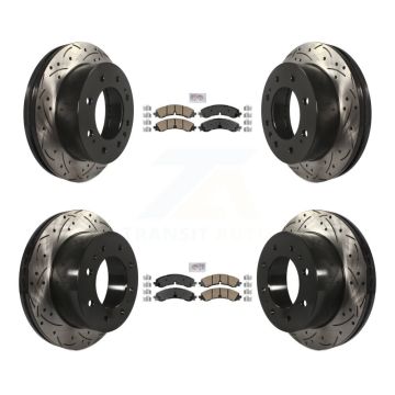 Front Rear Ceramic Pad Drilled Slot Brake Rotor Kit For GMC Chevrolet Sierra 2500 HD 3500 KDA-101650