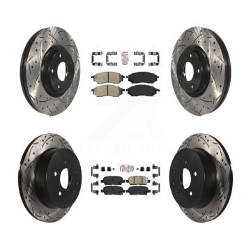 Front Semi-Metallic Rear Ceramic Pad Drilled Slot Disc Brake Rotors Kit For INFINITI QX70 KDA-101667
