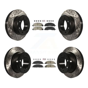 Front Rear Semi-Metallic Pad Drill Slot Disc Brake Rotor Kit For Ram 3500 2500 1500 Dodge KDA-101675