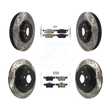 Front Ceramic Rear Semi-Metallic Pad Coated Drill Slot Disc Brake Rotor Kit For Ford Edge KDA-101678