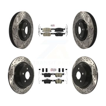 Front Ceramic Rear Semi-Metallic Pad Coated Drill Slot Disc Brake Rotor Kit For Ford Edge KDA-101679