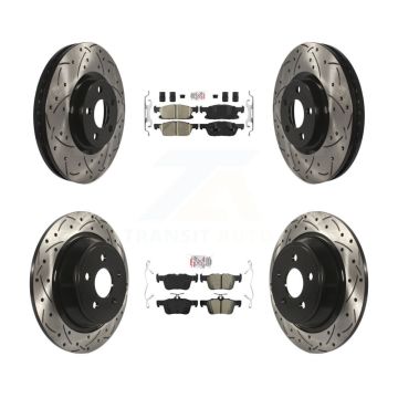 Front Ceramic Rear Semi-Metallic Pad Coated Drill Slot Disc Brake Rotor Kit For Ford Edge KDA-101680
