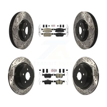 Front Ceramic Rear Semi-Metallic Pad Coated Drill Slot Disc Brake Rotor Kit For Ford Edge KDA-101681