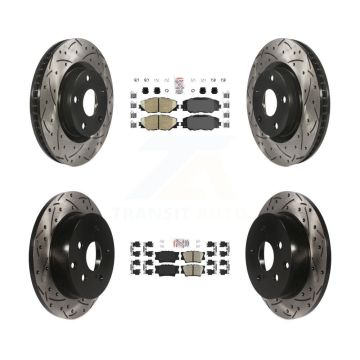 Front Rear Ceramic Pads And Coated Drilled Slotted Disc Brake Rotors Kit For Toyota RAV4 KDA-101693