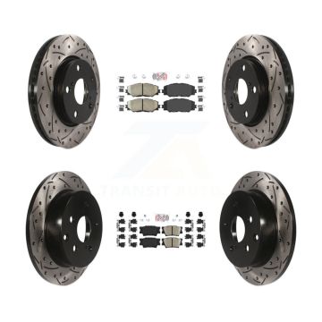 Front Rear Ceramic Pad Coat Drill Slot Disc Brake Rotors Kit For Toyota RAV4 Lexus HS250h KDA-101698