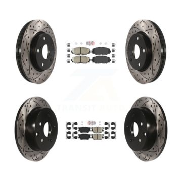 Front Rear Ceramic Pad Coat Drill Slot Disc Brake Rotors Kit For Toyota RAV4 Lexus HS250h KDA-101699