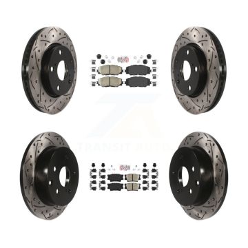 Front Rear Ceramic Pad Coat Drill Slot Disc Brake Rotors Kit For Toyota RAV4 Lexus HS250h KDA-101700