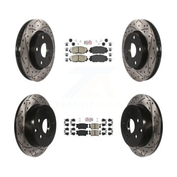 Front Rear Ceramic Pad Coat Drill Slot Disc Brake Rotors Kit For Toyota RAV4 Lexus HS250h KDA-101701