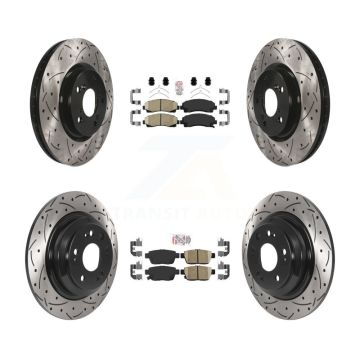 Front Rear Ceramic Pad Coated Drilled Slotted Disc Brake Rotor Kit For 2009-2014 Acura TL KDA-101712