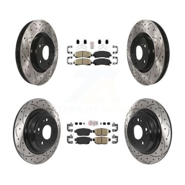 Front Rear Ceramic Pad Coated Drilled Slotted Disc Brake Rotor Kit For 2009-2014 Acura TL KDA-101713