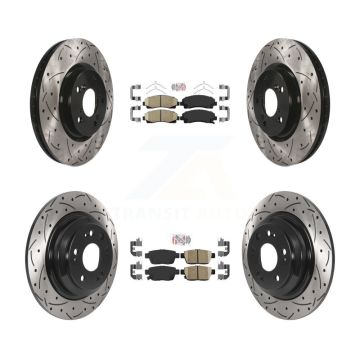 Front Rear Ceramic Pad Coated Drilled Slotted Disc Brake Rotor Kit For 2009-2014 Acura TL KDA-101714