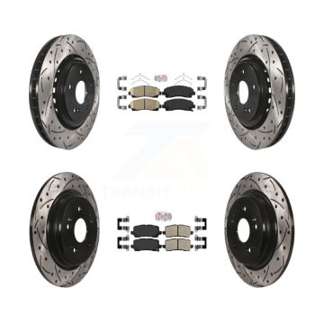 Front Rear Ceramic Pad & Coated Drilled Slot Disc Brake Rotor Kit For 2015-2020 Acura TLX KDA-101718