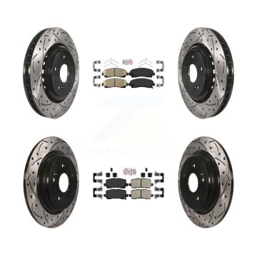 Front Rear Ceramic Pad & Coated Drilled Slot Disc Brake Rotor Kit For 2015-2020 Acura TLX KDA-101719