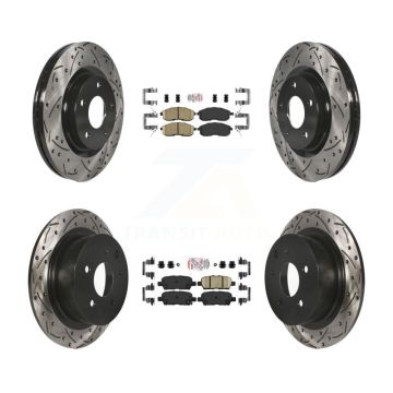 Front Rear Ceramic Pads And Coated Drilled Slotted Disc Brake Rotors Kit For Nissan Juke KDA-101724