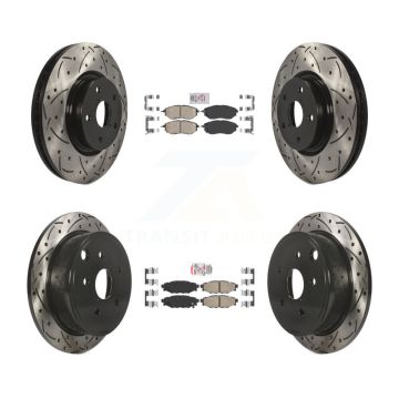 Front Rear Ceramic Pads And Coated Drilled Slotted Disc Brake Rotors Kit For Subaru WRX KDA-101729