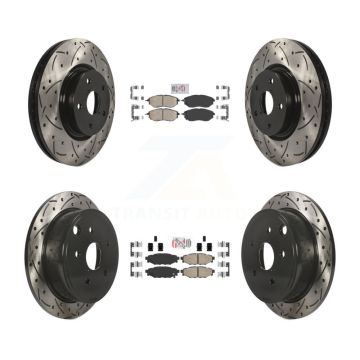 Front Rear Ceramic Pads And Coated Drilled Slotted Disc Brake Rotors Kit For Subaru WRX KDA-101730