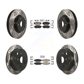 Front Rear Ceramic Pads And Coated Drilled Slotted Disc Brake Rotors Kit For Subaru WRX KDA-101731