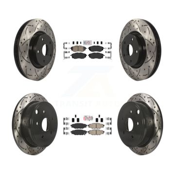 Front Rear Ceramic Pads And Coated Drilled Slotted Disc Brake Rotors Kit For Subaru WRX KDA-101732