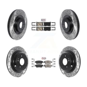 Front Rear Ceramic Pad Drilled Slot Brake Rotor Kit For Hyundai Genesis G80 Kia K900 3.8L KDA-101733