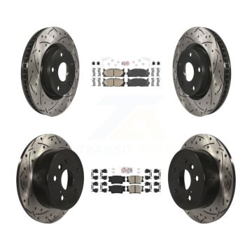 Front Rear Ceramic Pad & Drilled Slot Brake Rotor Kit For Toyota Camry Lexus ES350 Avalon KDA-101735