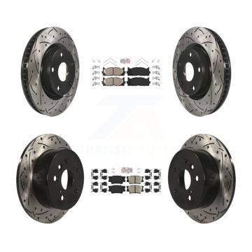 Front Rear Ceramic Pad & Drilled Slot Brake Rotor Kit For Toyota Camry Lexus ES350 Avalon KDA-101737