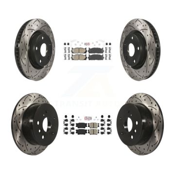 Front Rear Ceramic Pad & Drilled Slot Brake Rotor Kit For Toyota Camry Lexus ES350 Avalon KDA-101738