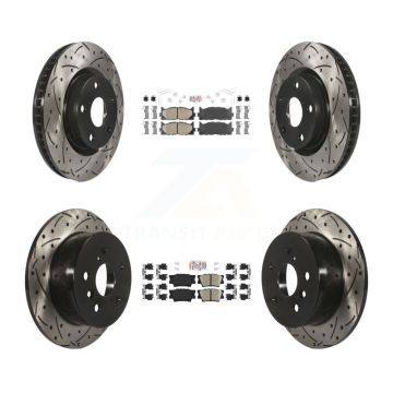 Front Rear Ceramic Pad & Drilled Slot Brake Rotor Kit For Toyota Camry Lexus ES350 Avalon KDA-101739