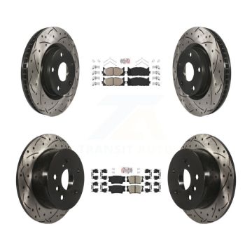 Front Rear Ceramic Pad & Drilled Slot Brake Rotor Kit For Toyota Camry Lexus ES350 Avalon KDA-101741