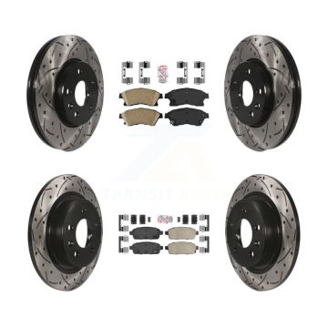 Front Rear Ceramic Pad & Coated Drilled Slotted Disc Brake Rotors Kit For Chevrolet Cruze KDA-101742