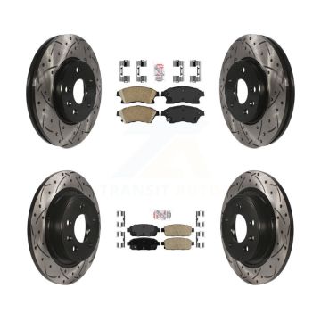 Front Rear Ceramic Pad & Coated Drilled Slotted Disc Brake Rotors Kit For Chevrolet Cruze KDA-101743