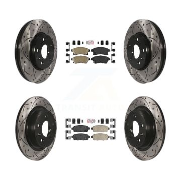 Front Rear Ceramic Pad & Coated Drilled Slotted Disc Brake Rotors Kit For Chevrolet Cruze KDA-101744