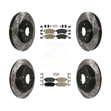 Front Rear Ceramic Pad & Coated Drilled Slotted Disc Brake Rotors Kit For Chevrolet Cruze KDA-101745