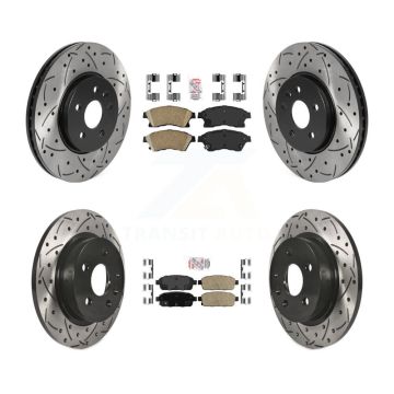 Front Rear Ceramic Pad Drilled Slot Disc Brake Rotor Kit For 2013-2014 Chevrolet Sonic RS KDA-101747