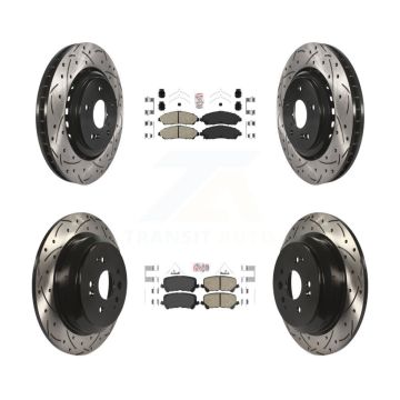 Front Rear Ceramic Pad & Coated Drilled Slot Disc Brake Rotor Kit For 2014-2016 Acura MDX KDA-101752