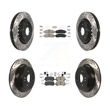 Front Rear Ceramic Pad & Coated Drilled Slot Disc Brake Rotor Kit For 2014-2016 Acura MDX KDA-101753