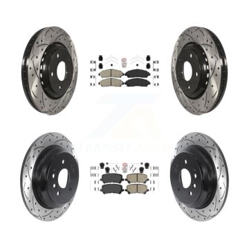 Front Rear Ceramic Pad Coated Drilled Slot Disc Brake Rotor Kit For Honda Pilot Ridgeline KDA-101755