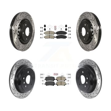 Front Rear Ceramic Pad Coated Drilled Slot Disc Brake Rotor Kit For Honda Pilot Ridgeline KDA-101756