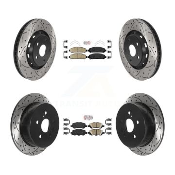 Front Rear Ceramic Pad Coated Drill Slot Disc Brake Rotors Kit For 2009-2016 Toyota Venza KDA-101763