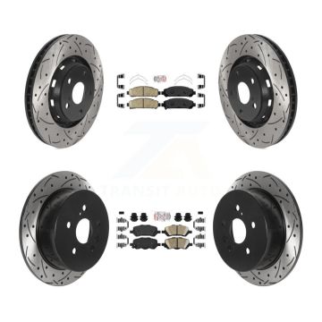 Front Rear Ceramic Pad Coated Drill Slot Disc Brake Rotors Kit For 2009-2016 Toyota Venza KDA-101764