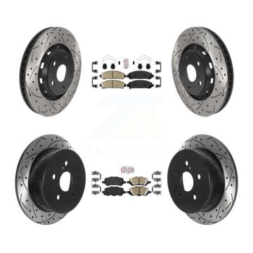 Front Rear Ceramic Pad Coated Drill Slot Disc Brake Rotors Kit For 2009-2016 Toyota Venza KDA-101765