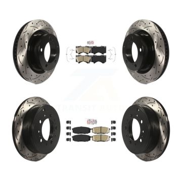 Front Rear Ceramic Pad Drilled Slot Brake Rotor Kit For Toyota Tundra Sequoia Lexus LX570 KDA-101768