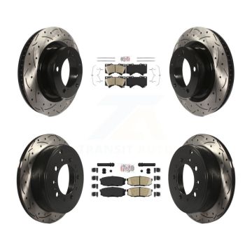 Front Rear Ceramic Pad Drilled Slot Brake Rotor Kit For Toyota Tundra Sequoia Lexus LX570 KDA-101771