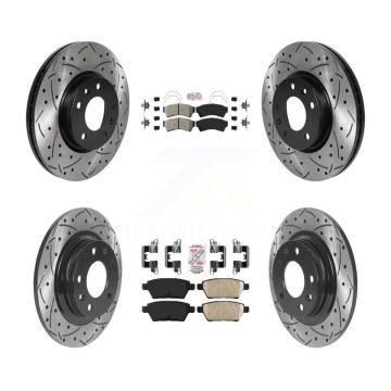 Front Semi-Metallic Rear Ceramic Pad Drilled Slot Brake Rotor Kit For Ford Fusion Mazda 6 KDA-101773