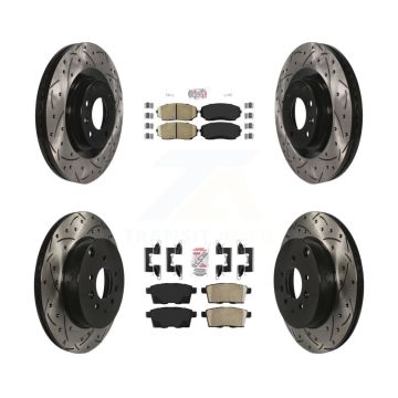 Front Rear Ceramic Pad Coated Drilled Slot Disc Brake Rotors Kit For 2007-2015 Mazda CX-9 KDA-101783