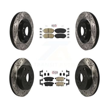Front Rear Ceramic Pad Coated Drilled Slot Disc Brake Rotors Kit For 2007-2015 Mazda CX-9 KDA-101784